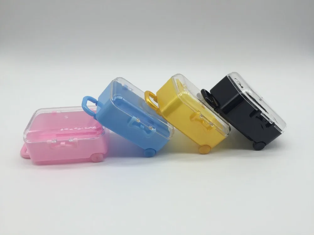 

Clear Mini Rolling Travel Suitcase Favor Box Kids Birthday Favor Boxes Party Supplies Gifts Wedding Favors