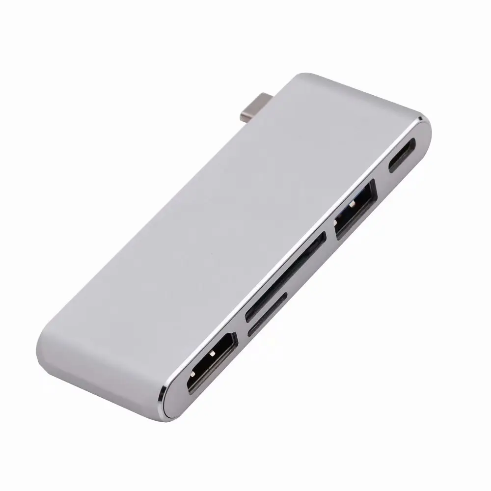 Тип C к HDMI USB3.0 концентратора USB-C зарядки SD/TF Card Reader адаптер для Macbook Xiaomi - Цвет: Silver