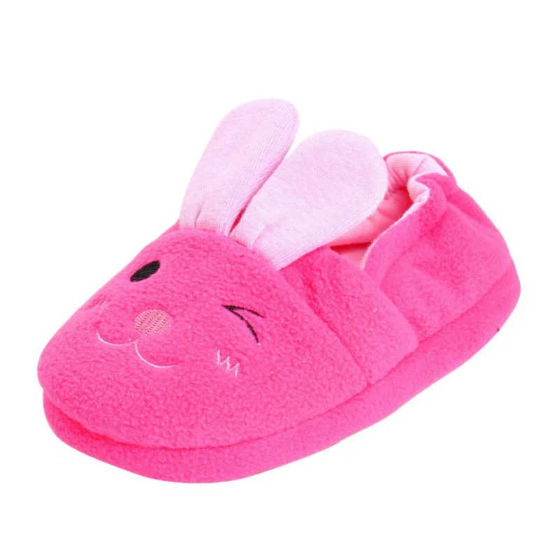 Милые домашние тапочки с рисунком кролика; стильная детская обувь; Мягкие хлопковые тапочки для мальчиков и девочек