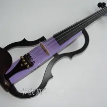 Полный Размеры рамка электрической скрипке в фиолетовом цвете с луком канистра наушники 9 V Батарея