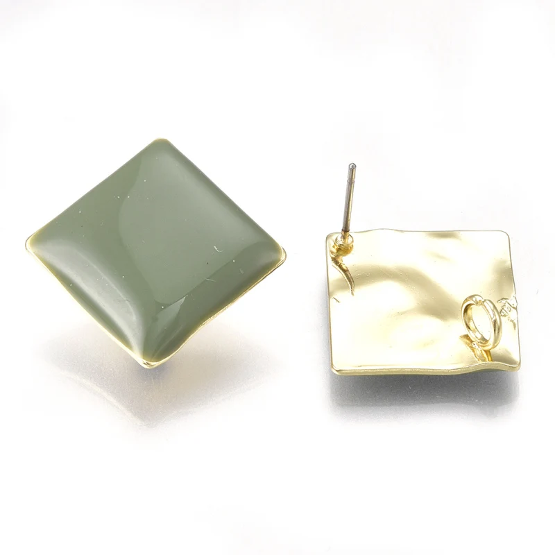 

10PCS Alloy Stud Earring Findings For Women Girl Rhombus Earring Fashion Jewewith Enamel and Steel Pins