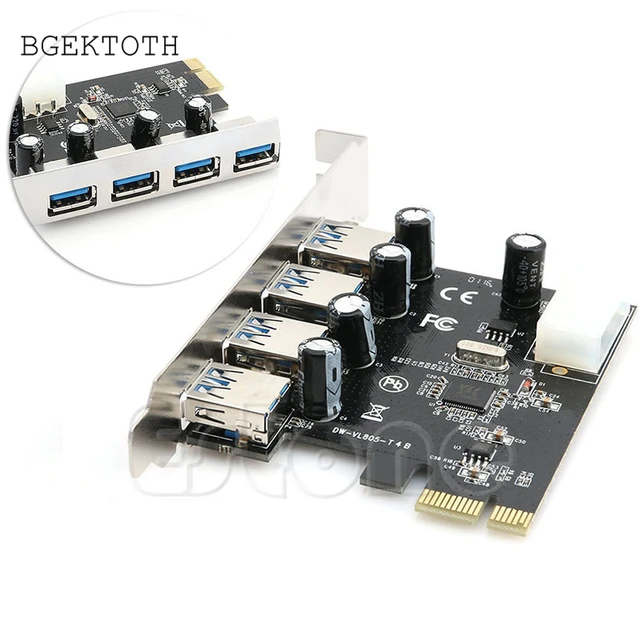 Special Offers BGEKTOTH 4 Port PCI-E to USB 3.0 HUB Expansion Card Adapter 5 Gbps Speed For Desktop Computer Components DN001