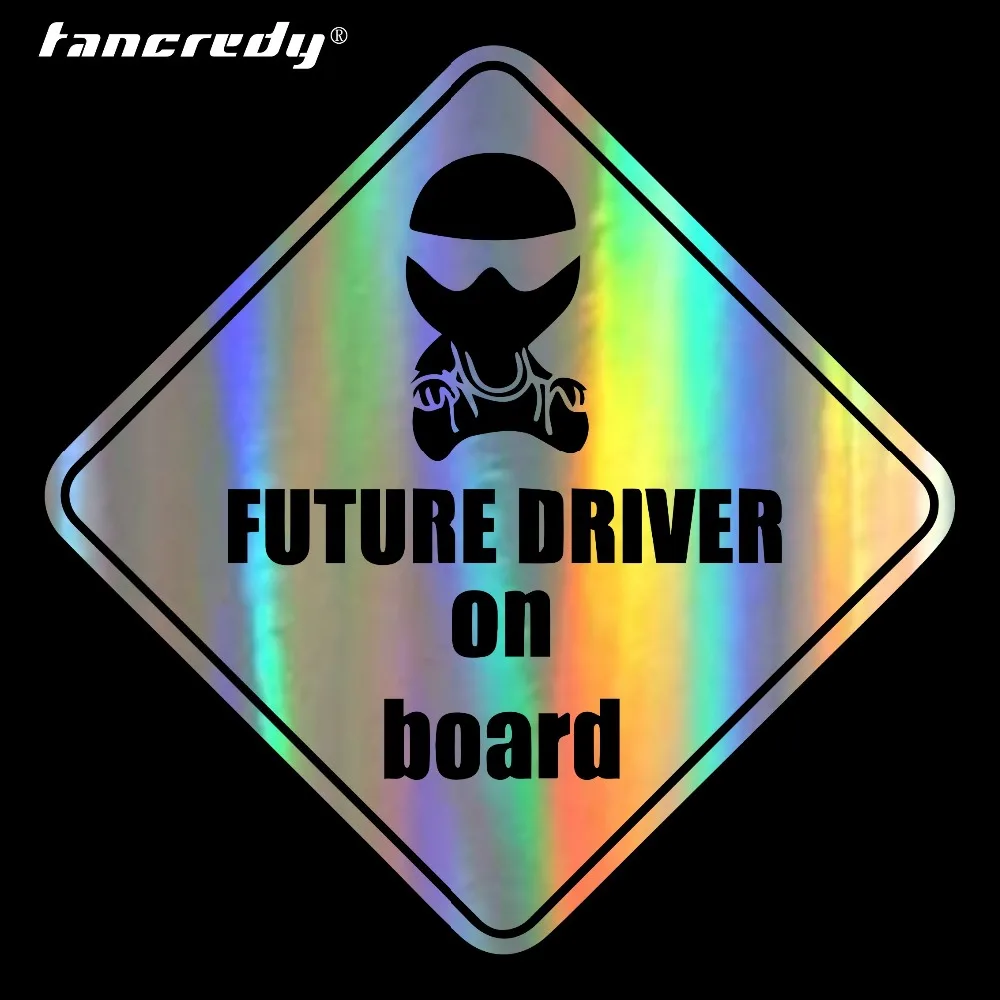 

14*14CM Racing FUTURE DRIVER Baby On Board Car Stickers And Decal Car Bumper Sticker Car Styling Decoration Window Vinyl Sticker