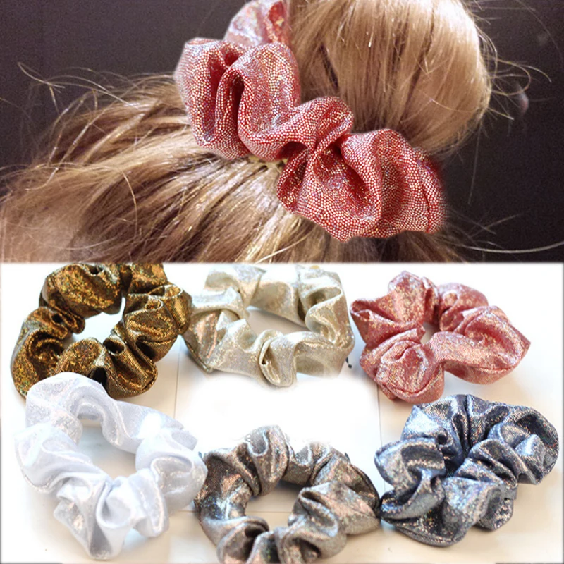 

LNRRABC summer 2018 New 1PC Hair Tie Fashion Glitter Solid Ladies Hair Rope Ponytail Hair Accessories Women Korean Scrunchie