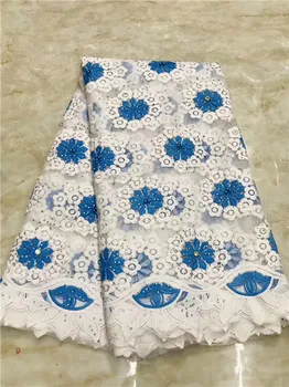 

Blue African Laces Fabric Embroidered Nigerian Guipure French Lace Fabric High Quality 2019 French Net Lace Fabric (WDLY-2-19