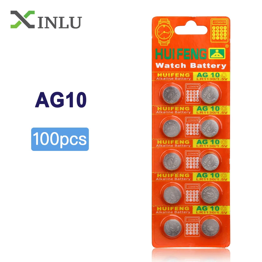 Горячая Распродажа 100 шт. AG10 watch батарея 1 5 в LR54 LR1130 L1131 389 189 щелочные батареи