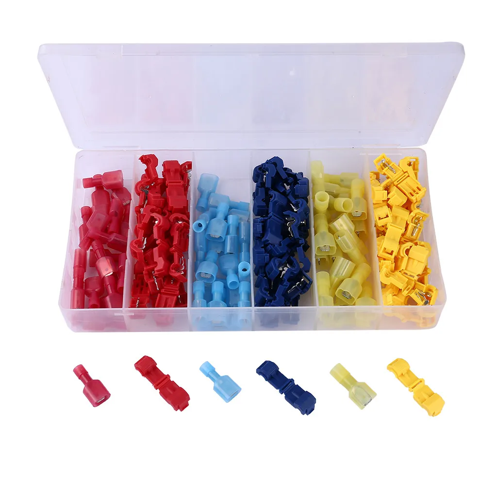

T Connectors of Male and Female Butt Crimp Kits For Gauge Wire 120PCS Self-Stripping Electrical Tap Connectors PP Durable 8Z
