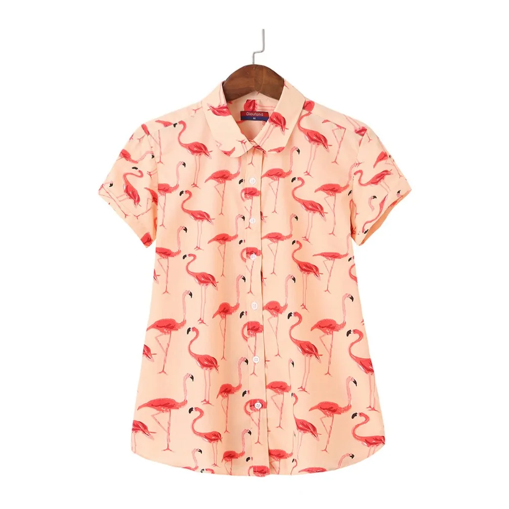 Dioufond 2018 Floral Short Sleeve Shirt Women Blouse Cotton Top Casual Summer Beach Shirt Plus Size 5XL Flamingo Print Blouse Dioufond 2018 Floral Short Sleeve Shirt Women Blouse Cotton Top Casual Summer Beach Shirt Plus Size 5XL Flamingo Print Blouse