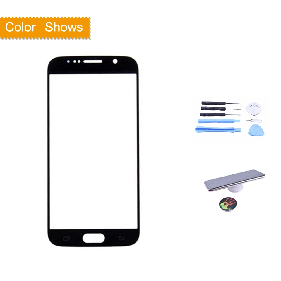 black with gift Для samsung Galaxy S6 G920 G920F G9200 SM-G920 сенсорный экран Передний сенсорный экран со стеклянной панелью Внешний стеклянный объектив без lcd - Цвет: black with gift