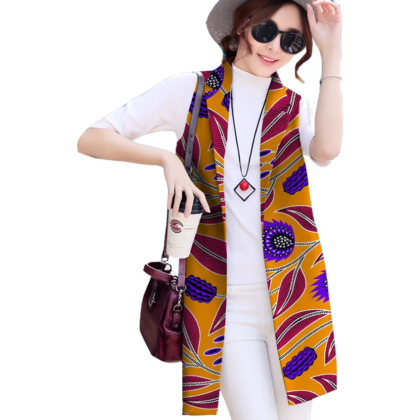 African Print Women New Fashion Africa Festive Ladies Sleeveless Vest Coats Tailored Vest Jacket