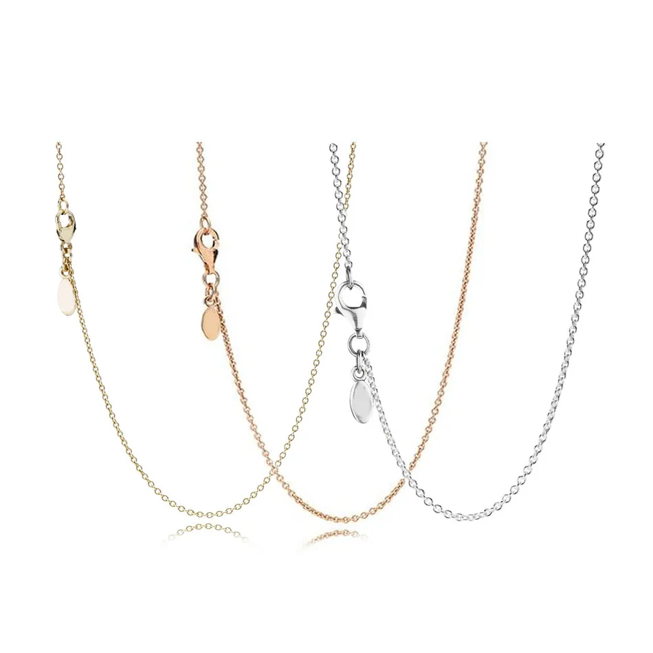 

Authentic 925 Sterling Silver Necklace For Women fit Lady Beads Charms Pendants Dangles Silver Rose % Gold Colour DIY Jewelry