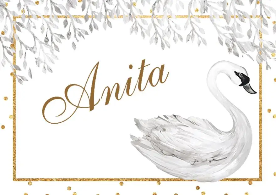 

Custom Swan Leaves Birthday photo studio background High quality Computer print party backdrop