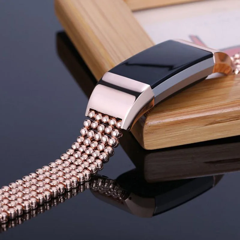 

2017 Newest Luxury Steel Bead Style Smart Watch Band Fashion Replacement Women Female Wrist Strap Bracelet For Fitbit Charge 2