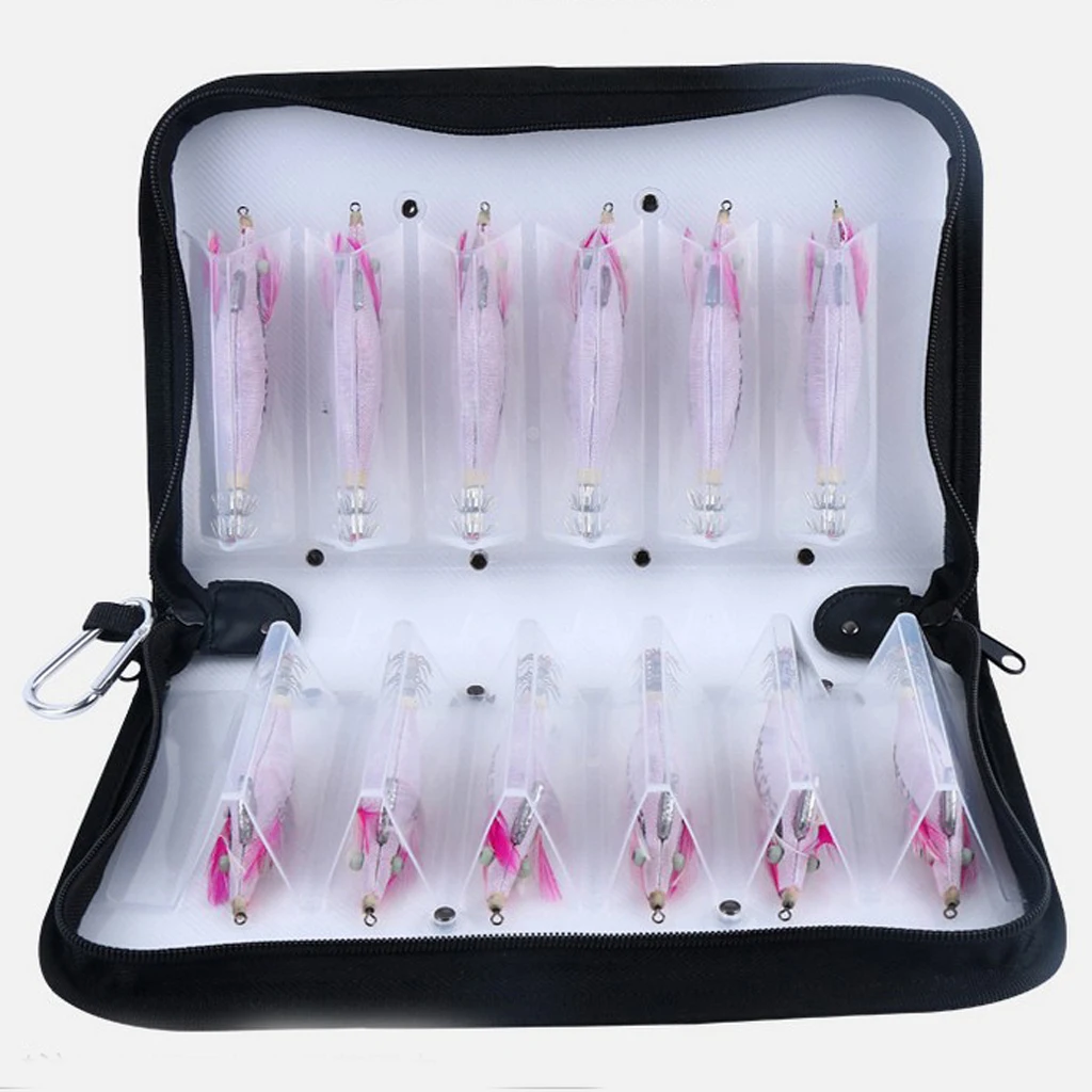 

Fishing Utility Box Lures Bag Squid Jig Wallet Storage Bag 12 Compartments