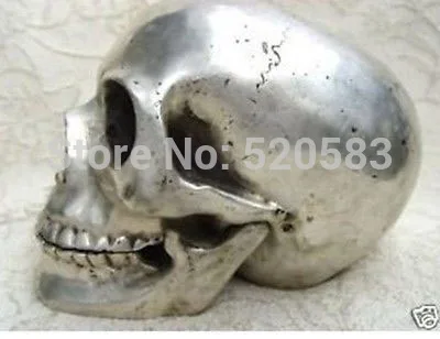 

free collectable Tibet silver skull framework statue fast