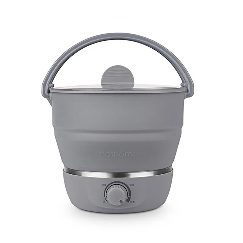 Nathome Foldable Electric Skillet Portable Multi function Travel