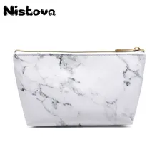 Marble Travel Road Organizer Cosmetic Bag with Gold Zipper Portable Lady Travel PU Makeup Brushes Bag Travel Accessories Supply chileelove tassels marble pattern pu leather cosmetic bag makeup brushes kit bag handbag fashion zipper bag high capacity