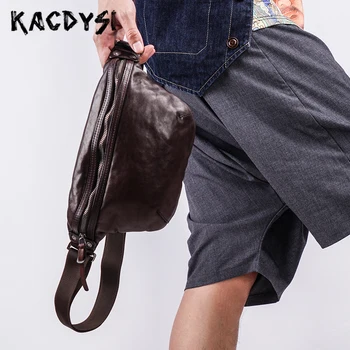 

2020 Design Natural Cowskin Leather Men's Messenger Bag High Quality Male Cross Shoulder Bag Soft Popular Chest Pack Waist Pack