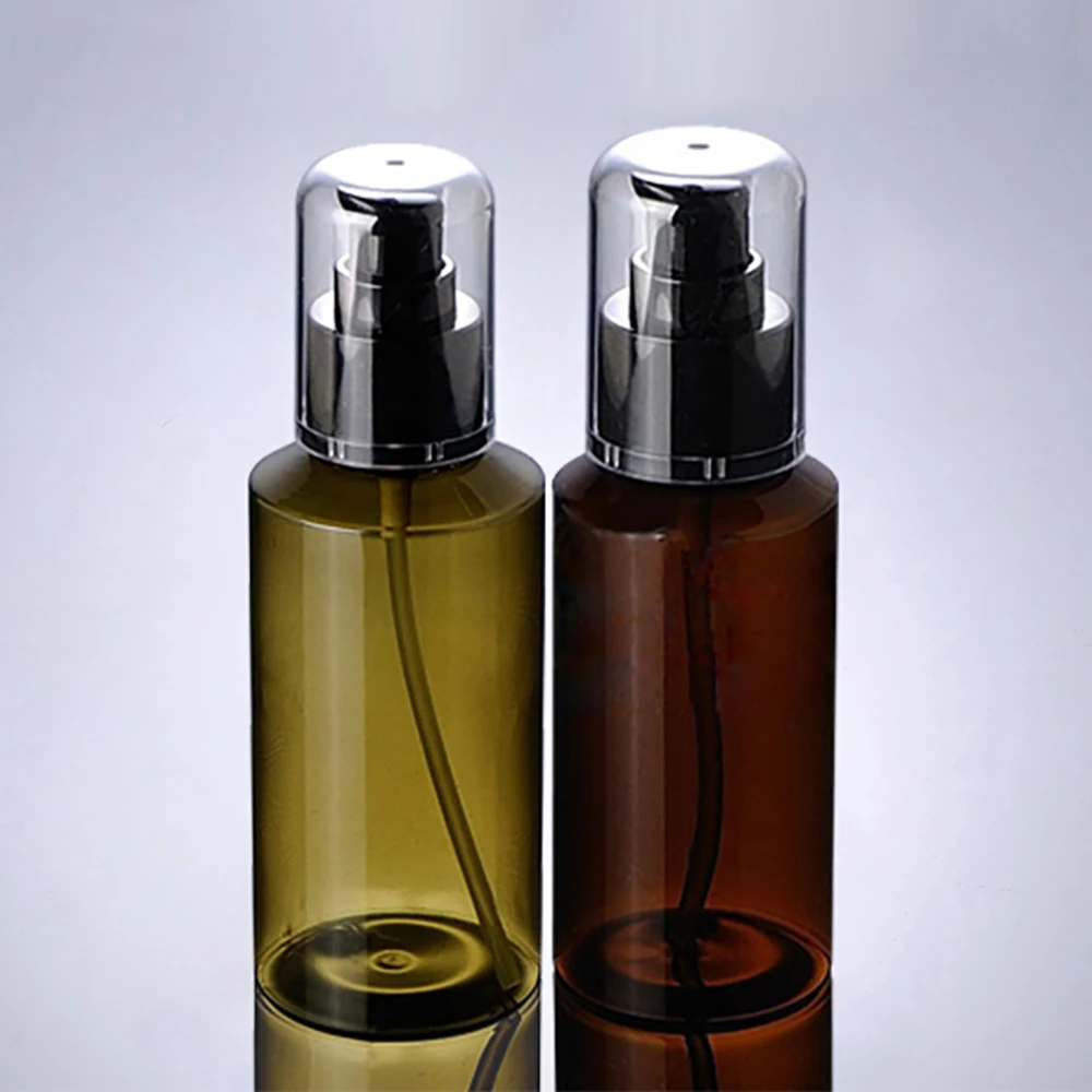 High quality PET shampoo bottle 100ml, Amber green lotion pump plastic