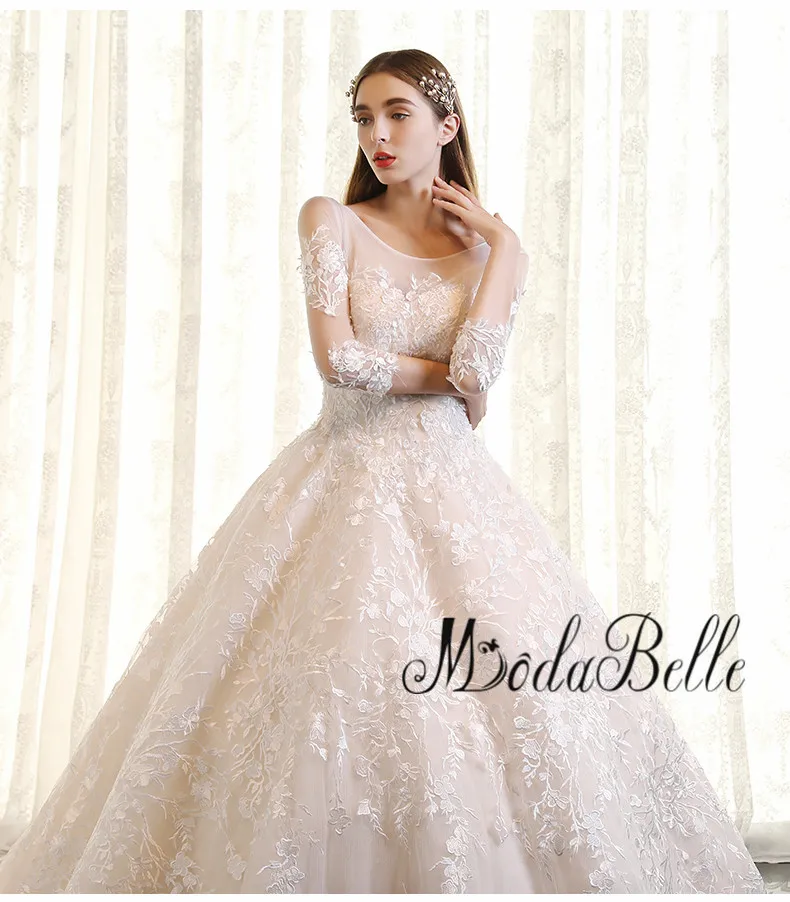 Винтажное свадебное платье modabelle 2018 роскошное с кружевными рукавами Дубая для