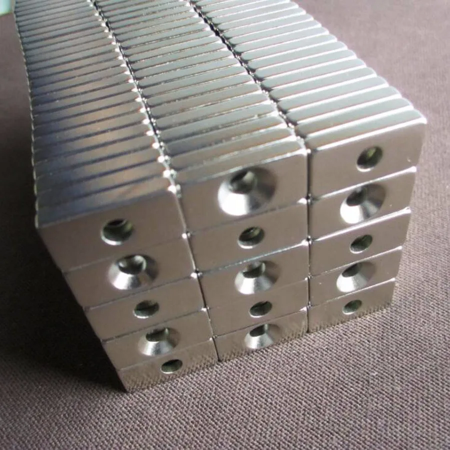 20 шт N50 20x10x4 блок потайные магниты 20 мм x 10 мм x 4 мм отверстие 4 мм Редкоземельные неодимовые магниты 20*10*4-4 мм