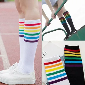 

For Girls Boys Stripes Cotton Old School White Socks Skate Children Baby Long Tube Leg Warm Kids Knee High Socks