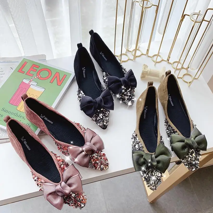 

Spring and fall 2019 new bow fashion versatile low-cut women's shoes