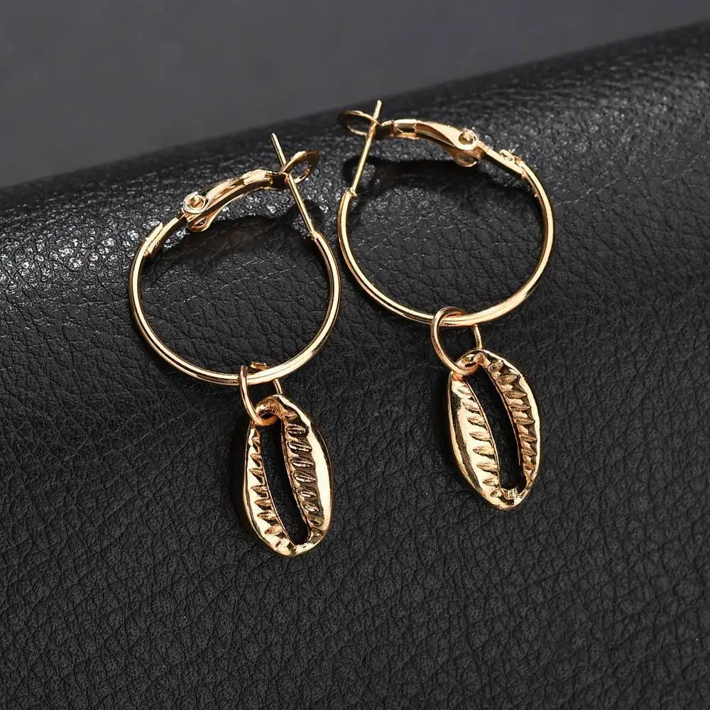 Korean Vintage Geometric Dangle Earring For Women Round Heart Gold Color Fashion Drop Earrings brincos Jewelry New - Окраска металла: J