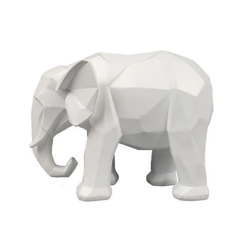 

Nordic Creative Elephant Statues Geometry Animals Figurine Resin Art&Craft Home Decoration TV Wine Cabinet Porch R669