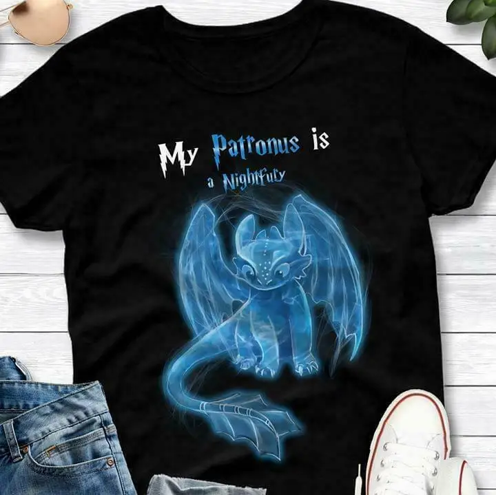 Черная футболка My Patronus Is A Nightfury M 6 Xl