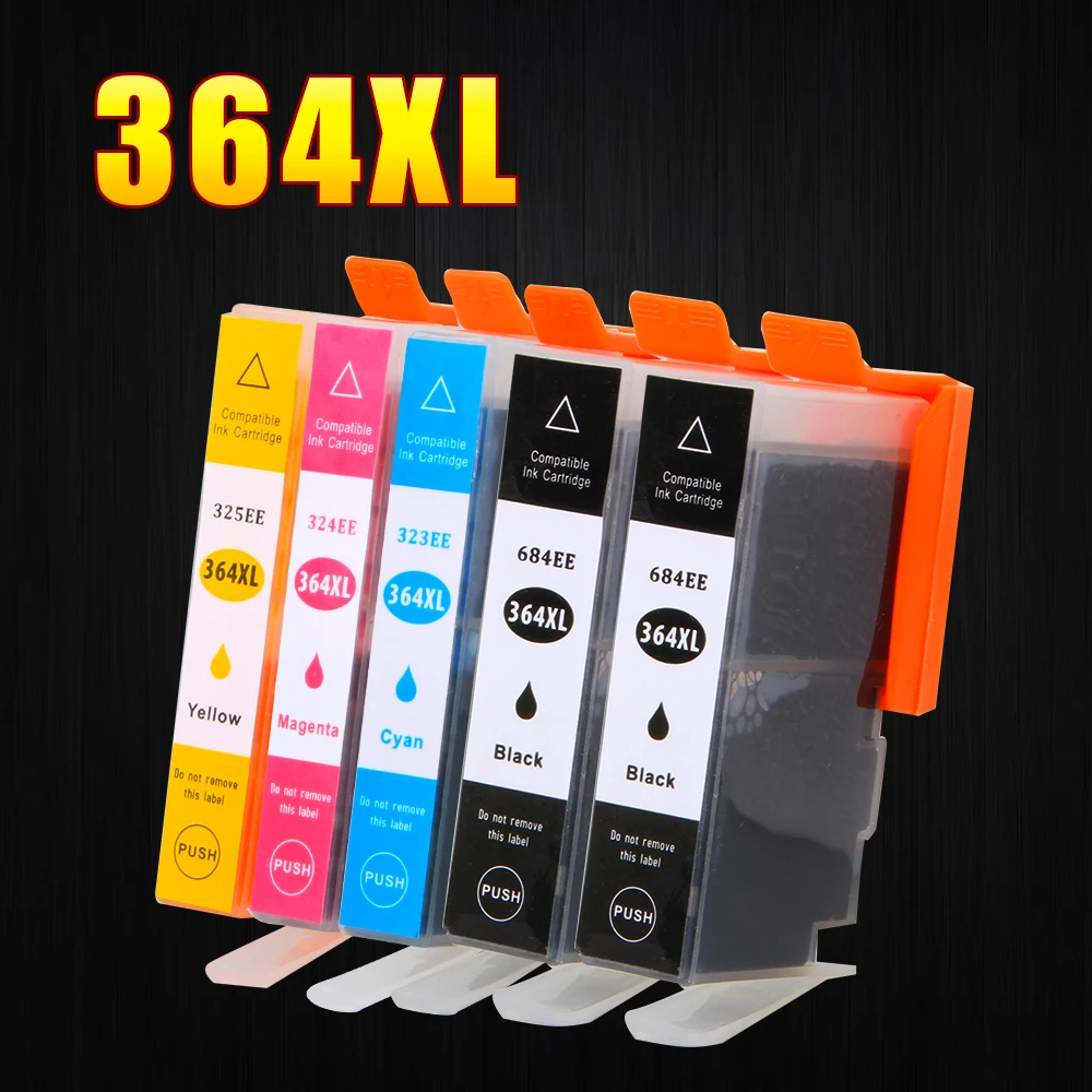 5Pack 364XL Ink Cartridge Replacement for HP 364 xl cartridges for Deskjet 3070A 5510 6510 B209a