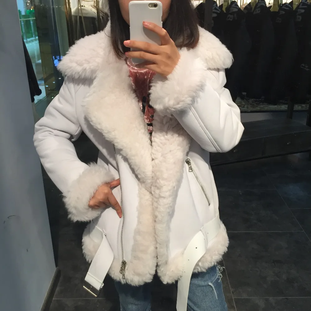 

SQXR FUR lady leather jacket women shearling leather jacket high quality women fur coat double-faced fur jacket