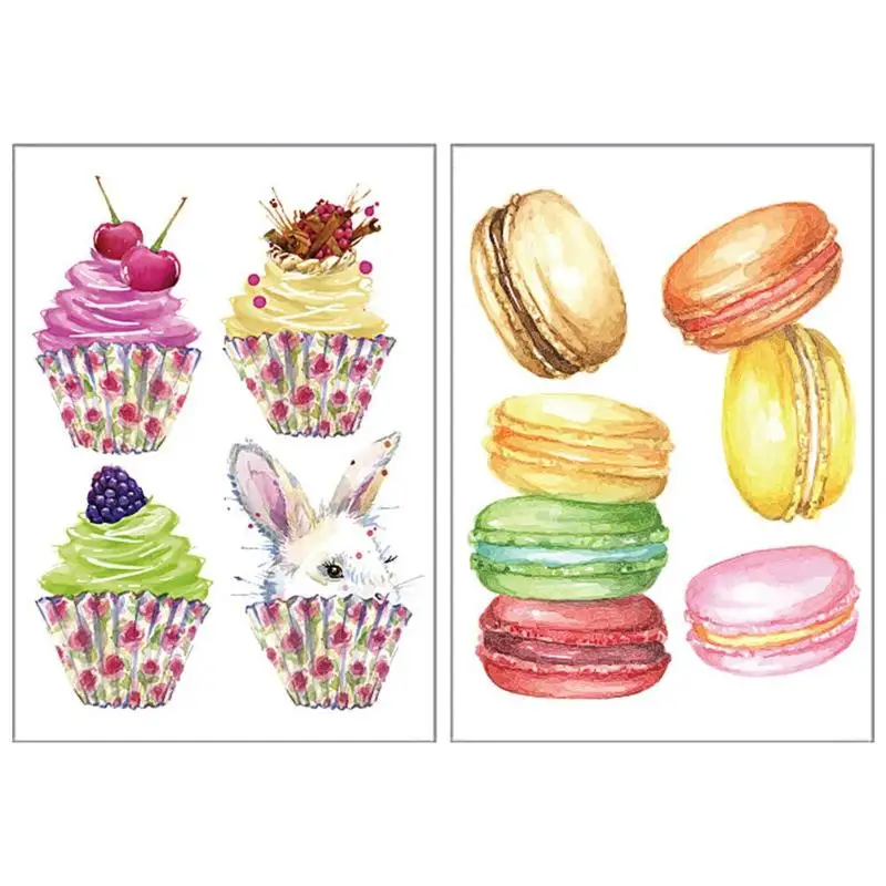 

6pcs PVC Ins Waterproof Cartoon Cake Wall Stickers Adhesive Waterproof Kids Bedroom Wall Decor Bathroom Kitchen Decoration