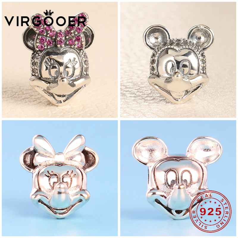 

Virgooer Jewelry 925 Sterling Silver Mickey Minnie Beads For Jewelry Making Fit Original Pandora Charm Bracelets