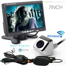 Wholesale Car Parking Video TFT 7 inch LCD Monitor TV/DVD Screen+Wireless CCD Car Rear View Parktronic Parking Sensor Camera