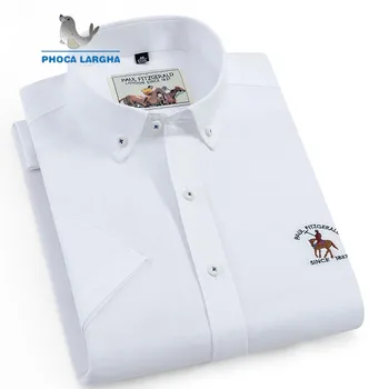 

2019 New Button Collar Men's Shirt Men Oxford 100% Cotton Embroidery Long Sleeved Casual Shirt Male Slim Fit Brand Clothing