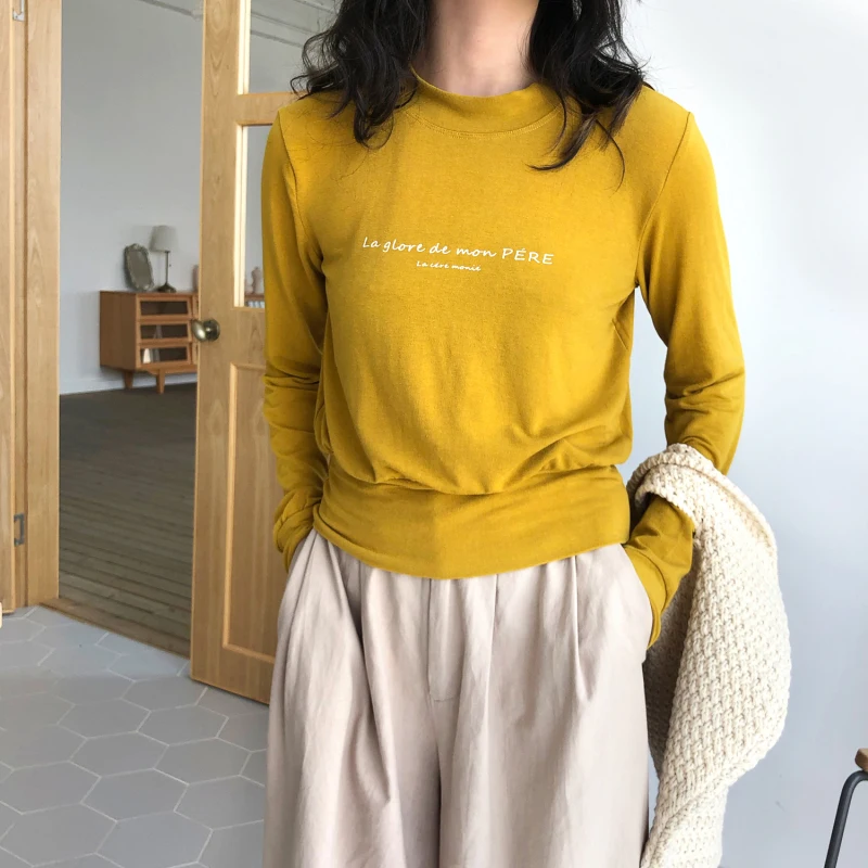 

Women's T-shirts Tops Japanese Kawaii Ulzzang Casual Letter Loose Long Sleeve T Shirt Female Korean Harajuku Clothes For Women