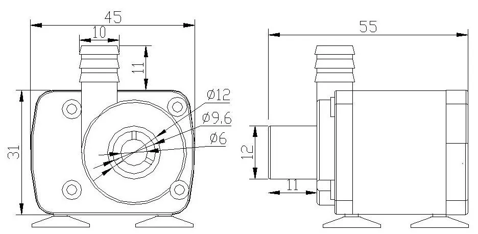 JT-280A DC 4,5~ 12V 12V~ 24V 380mA 200 см 450L/ч микро бесщеточный dc погружной насос