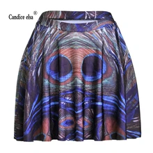 Candice Elsa женские юбки с цифровой печатью,, плиссированная юбка с перьями павлина Skt1202