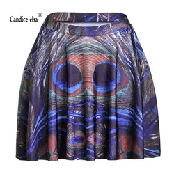Candice Эльза женские юбки цифровая печать оптом пера павлина плиссированная юбка skt1202
