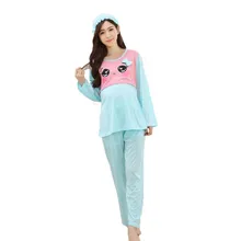 2 Pcs/ensembles Belle Maternité Allaitement Pyjamas D’allaitement Salon Vêtements pour Les Femmes Enceintes Allaitement de Nuit Costumes B0230