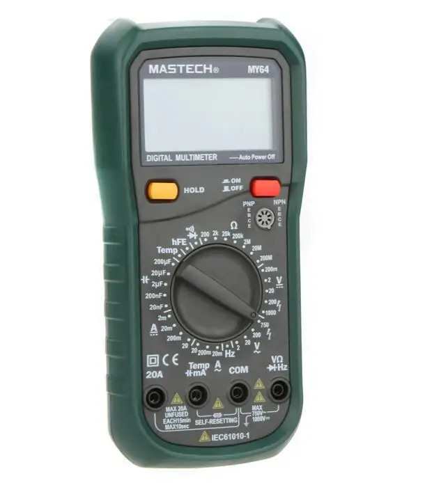 MASTECH MY64 Цифровой мультиметр 20A AC/DC DMM частота емкость измеритель температуры тест er w/hFE Тест Амперметр Multimetro