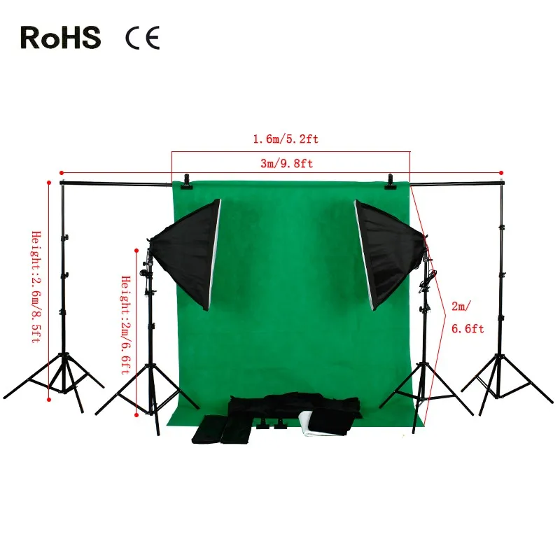 Photography Studio Set:Photography Softbox Light Lighting Kit Photo Equipment Soft Studio Light Softbox&Backdrop(3 color)