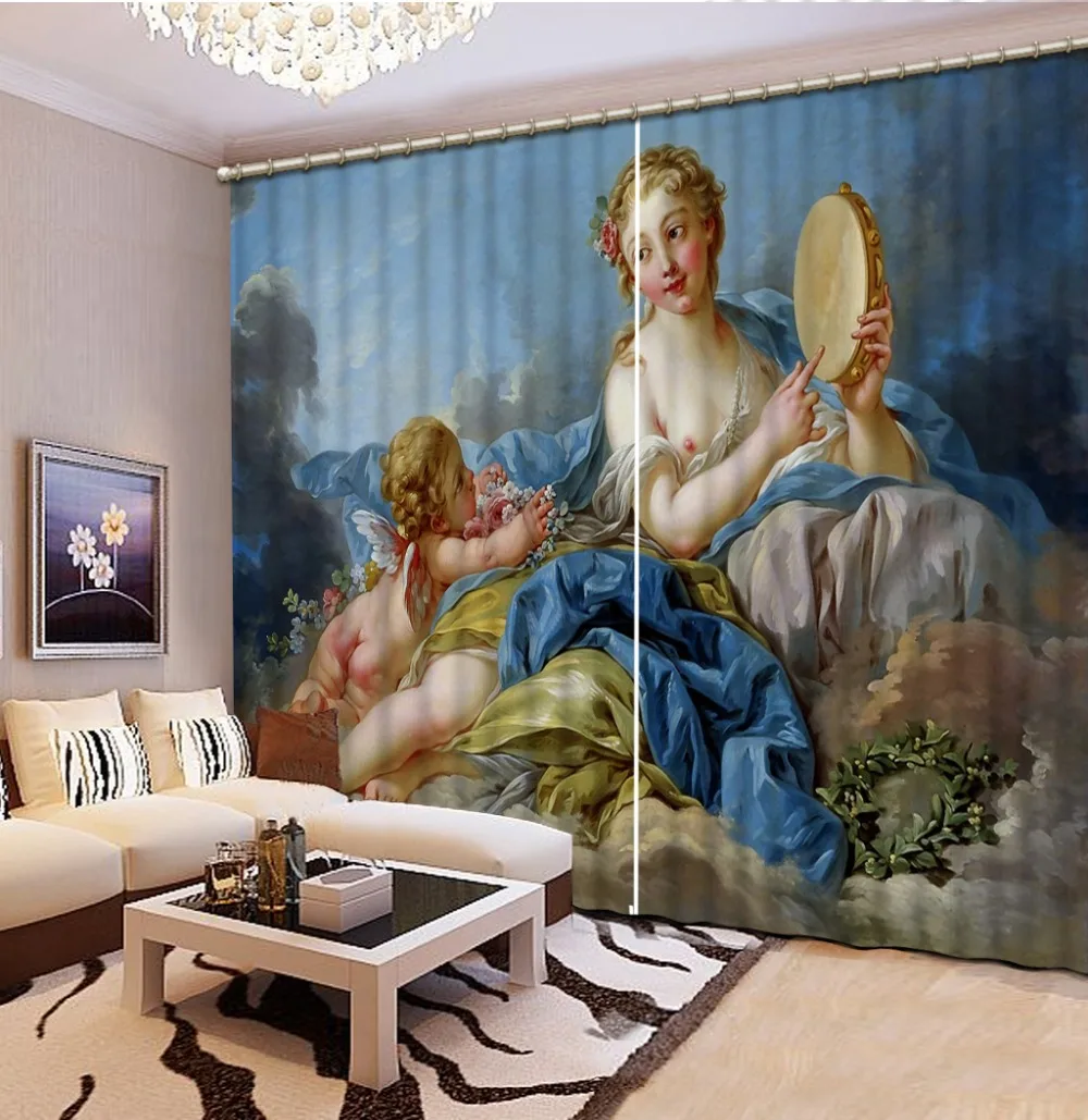 

3d curtains photo Blackout Window Drapes Luxury 3D Curtains For Living room Bed room Office Hotel Home angel 3d curtain