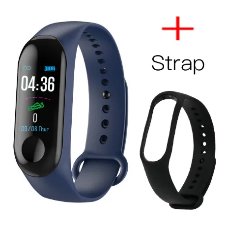 LYKRY M3 Smartband кровяное давление фитнес-браслет трекер пульсометр браслет умные часы для IOS Android телефон - Цвет: Deep Blue Plus Strap