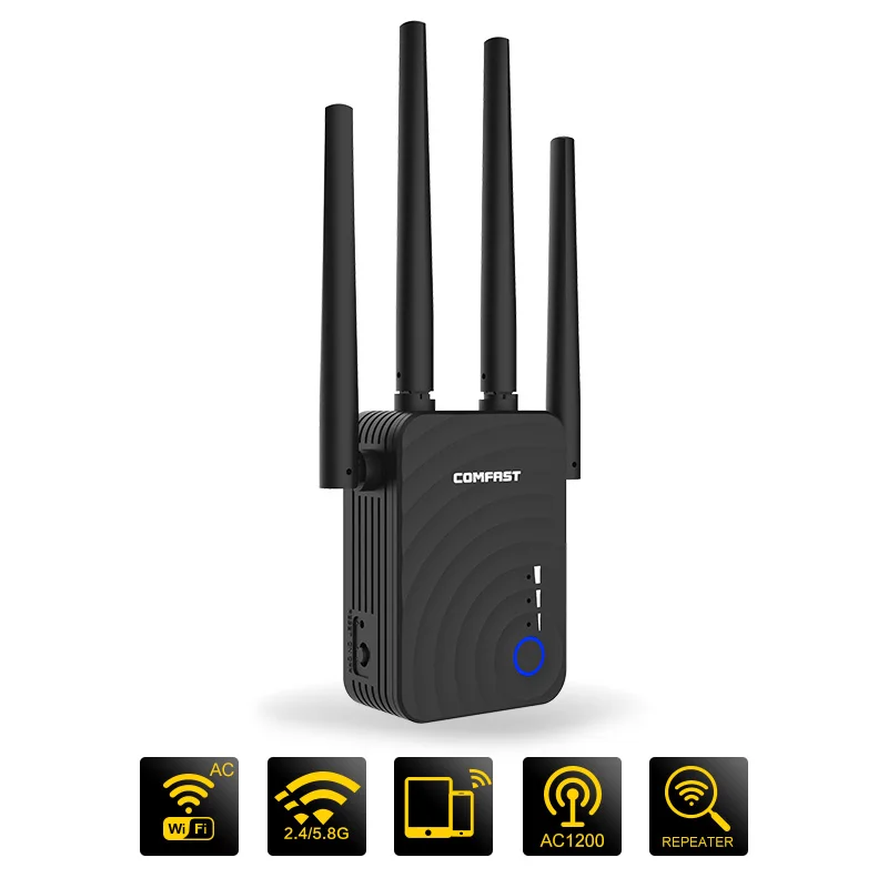 AC1200 1200 Мбит/с двухдиапазонный 2,4 ГГц/5,8 ГГц 4-антенны Wi-Fi расширитель диапазона Усилитель Wi-Fi ретранслятор Беспроводной домашней сети Wi-Fi роутер