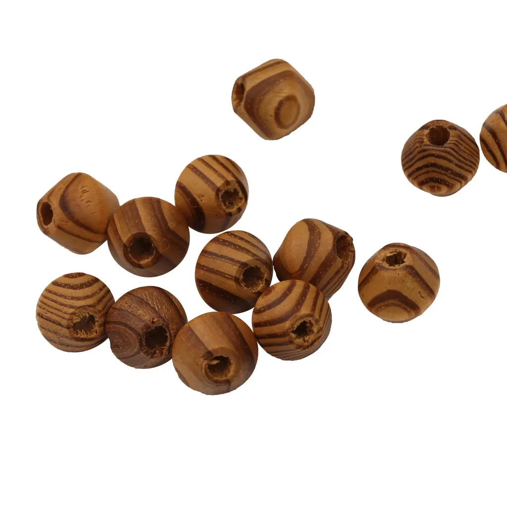 100 Pieces Stripe Wooden Beads Wood Loose Spacer Beads DIY Jewelry