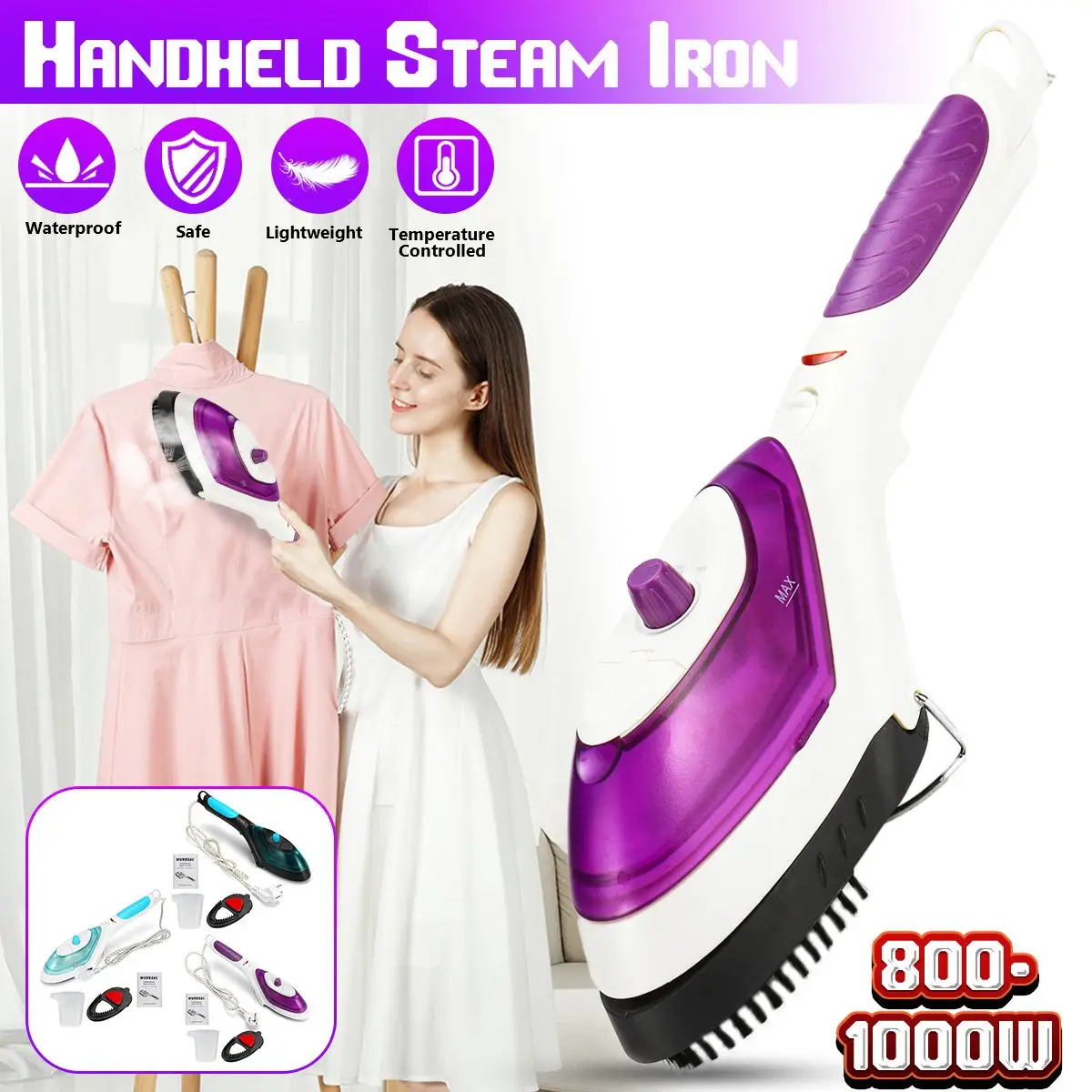 Travel Anti-dry 220v EU Plug 800W Handheld Clothe Steam Irons Steamer Household Appliances Vertical Steamer Waterproof Ironing