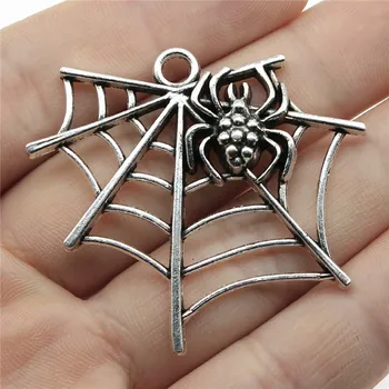 

WYSIWYG 2pcs 47x42mm Antique Silver Color Spider Web Charm Pendants Spider Web Charms Spider Web Pendants
