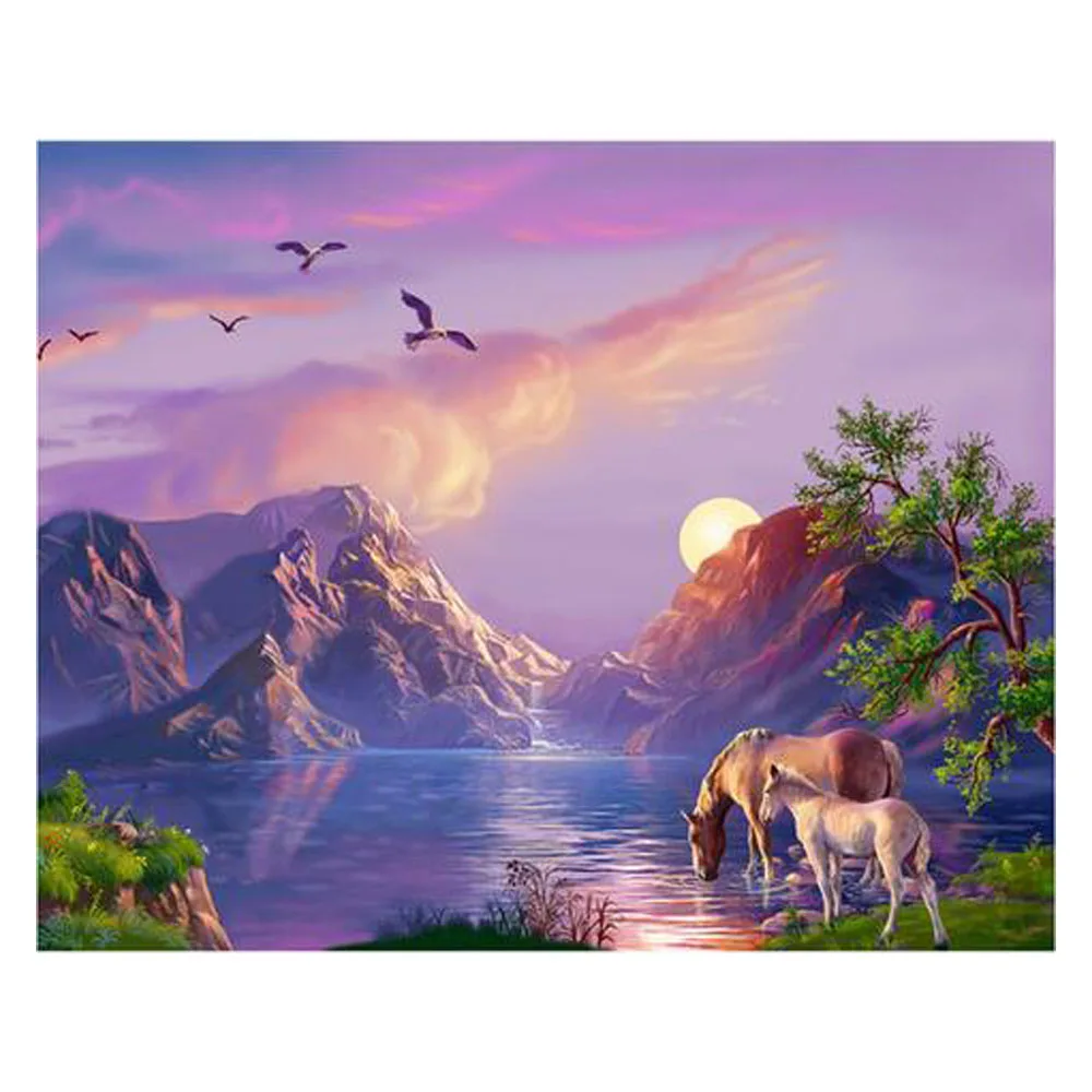 Diamonds Painting Landscape Pictures Of Rhinestones Diamond Mosaic Mountain Embroidery Cross Stitch Full Square Kits F11 | Дом и сад